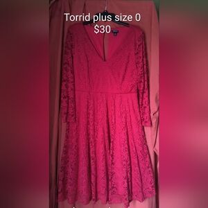 torrid Hot Pink Lace Fit-and-Flare Dress